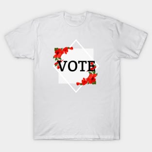 VOTE Red Flower Unique Floral Vote Artwork T-Shirt